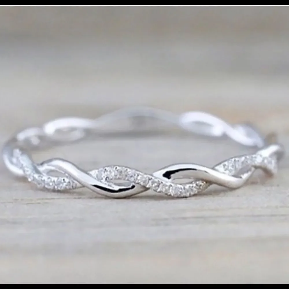Twisted White Gold PLATED Eternity Ring